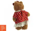 Teddy bamse med rød prikket kjole (str. 20 cm) - 2