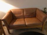 2 lædersofaer i cognac-farve