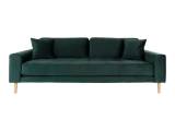 Lido 3 Personers Sofa - Sofa i mørkegrønt velour med to puder HN1006