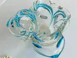 Tjekkoslovakisk glasskål m blå stribe, NB - 3