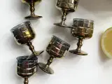 Portvin/shotglas, metalliske, 6 stk samlet, NB - 2