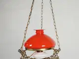 ⭐️- Antik Petroleumslampe med Orange Glasskærm - 3