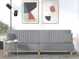 Sovesofa med armlæn stof lysegrå
