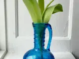 Flaskeformet, blåt krakeleringsglas - 3