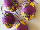 Mellem påskeæg, lilla m blomster, 4 stk samlet - 3