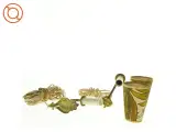 Messing vintage væglamper med retro stofskærme (2 stk) (str. Lampeskærmen 13 cm) - 4