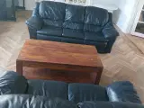 sort læder sofa 2 og 3 person