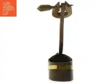 Vintage Vinflaske holder i træ og messing (str. 15x15 cm) - 2