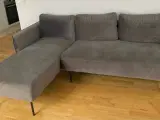 Sofa med chaiselong, grå velour - 3