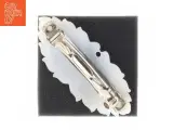 Hvidt Perlemor hår spænde smykke med to kyssede turtelduer fugle (str. 9 x 3 komma 8 cm) - 2