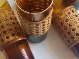Ravfarvede cylinderglas m fransk flet og guldkant, 6 stk samlet - 3