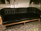 Nielaus håndlavet 3 pers. sort lædersofa
