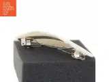 Hvidt Perlemor hår spænde smykke med to kyssede turtelduer fugle (str. 9 x 3 komma 8 cm) - 3