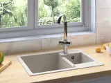 Dobbelt køkkenvask med overløbshul granit beige
