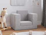 Sofa til børn blødt plys lysegrå