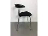 Efg bondo konferencestol med alcantara polstret sæde, grå stel, nymalet sort ryglæn med lille armlæn - 4