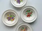 Ymerskåle m frugtmotiver, engelsk fajance, 4 stk samlet, NB