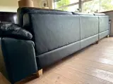 Sort lædersofa med chaiselong - 3