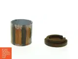 Håndmalet Keramik krukke med teak træ låg(str. 8 x 7 cm) - 2