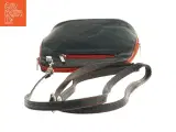 Sort Vintage Læder Crossbody skuldertaske med rød kant (str. 18 x 17 cm) - 3