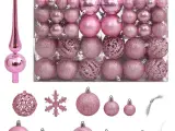 Julekuglesæt 111 dele polystyren lyserød