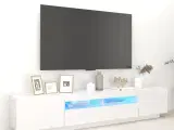 Tv-skab med LED-lys 200x35x40 cm hvid højglans