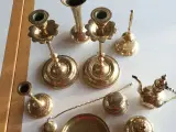 Messing lysestager, vase mv. 