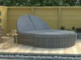2-personers solseng med hynder polyrattan grå