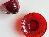 Venetiansk glaskop, rød m sølvbemaling - 4