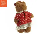 Teddy bamse med rød prikket kjole (str. 20 cm) - 2