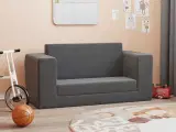 2-personers sofa til børn blødt plys antracitgrå