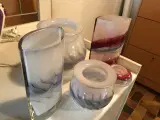 Blå og rød Laguna krystal vase lysestage