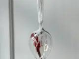 Håndlavet glasornament, klar m rød og hvid melering - 5