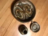 Søholm keramikfad, vase og lysestage