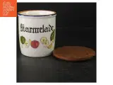 Keramik marmeladeglas med trælåg fra Knabstrup (str. Ø. 11 cm. længde, 11 cm) - 2