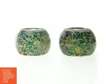 To kugleformede fyrfadsstager i grøn glasmosaik - 4