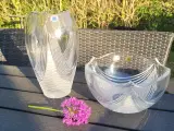 Krystal vase og skål 