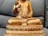 Gammel Buddha figur, forgyldt bronze, 100 år