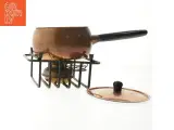 Kobber fondue gryde med låg og varmer (str. Ø. 15,5 cm) - 3
