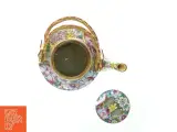 Porcelæns tekande med blomsterdekoration (str. 17 cm) - 2