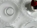 Kagetallerkner, klart glas m gennembrudt kant, 6 stk samlet - 4