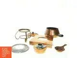 Gammelt messing fondue sæt (str. 20x18,5 og 17 x21 cm) - 3