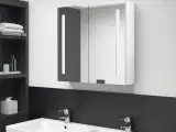Badeværelsesskab m. spejl + LED-lys 62x14x60 cm skinnende hvid
