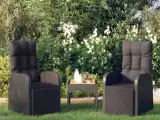 Havestole med hynder justerbart ryglæn 2 stk. polyrattan sort