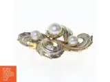 Vintage broche med perler (str. 4 x 3 cm) - 2
