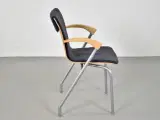 Four design g2 konferencestol i grå med armlæn i bøg, blank fod - 4