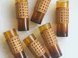 Ravfarvede cylinderglas m fransk flet og guldkant, 6 stk samlet - 4