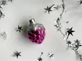 Vintage julekugle, pink druer m sølvtop