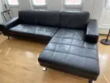 Chaiselong sofa i sort skind - 2