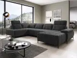 FOCUS U sofa sort stof højrevendt